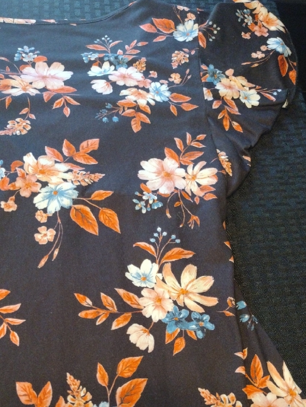 Floral Wrap-Front Blouse in Black and Orange - Picture 12 of 13